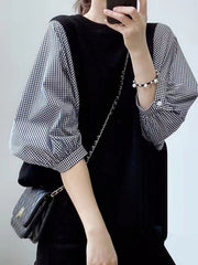 Split-Joint Half Sleeves Loose Round-Neck T-Shirts
