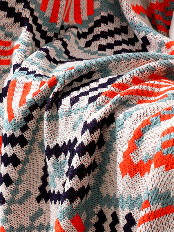 Home Keep Warm Contrast Color Jacquard Blankets Accessories