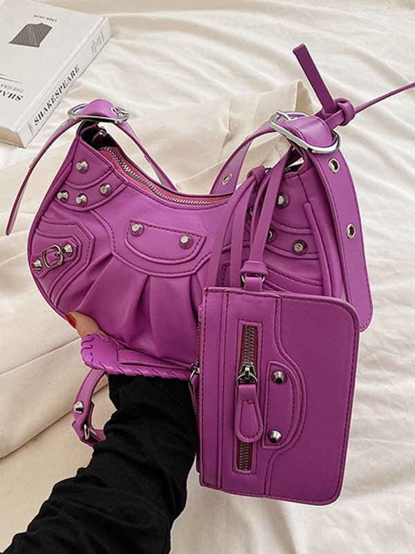 Rivet Zipper Crossbody Bags