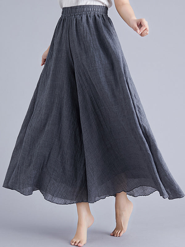 Elasticity Solid Color Loose Wide Leg Trousers Pants Culotte