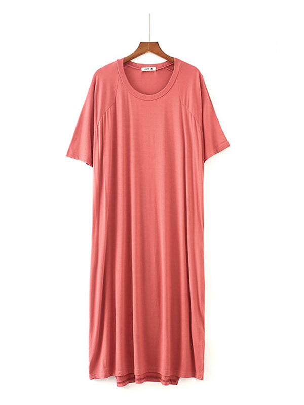 Modal Asymmetric Short Sleeve Loose Oversize Pajamas Dress