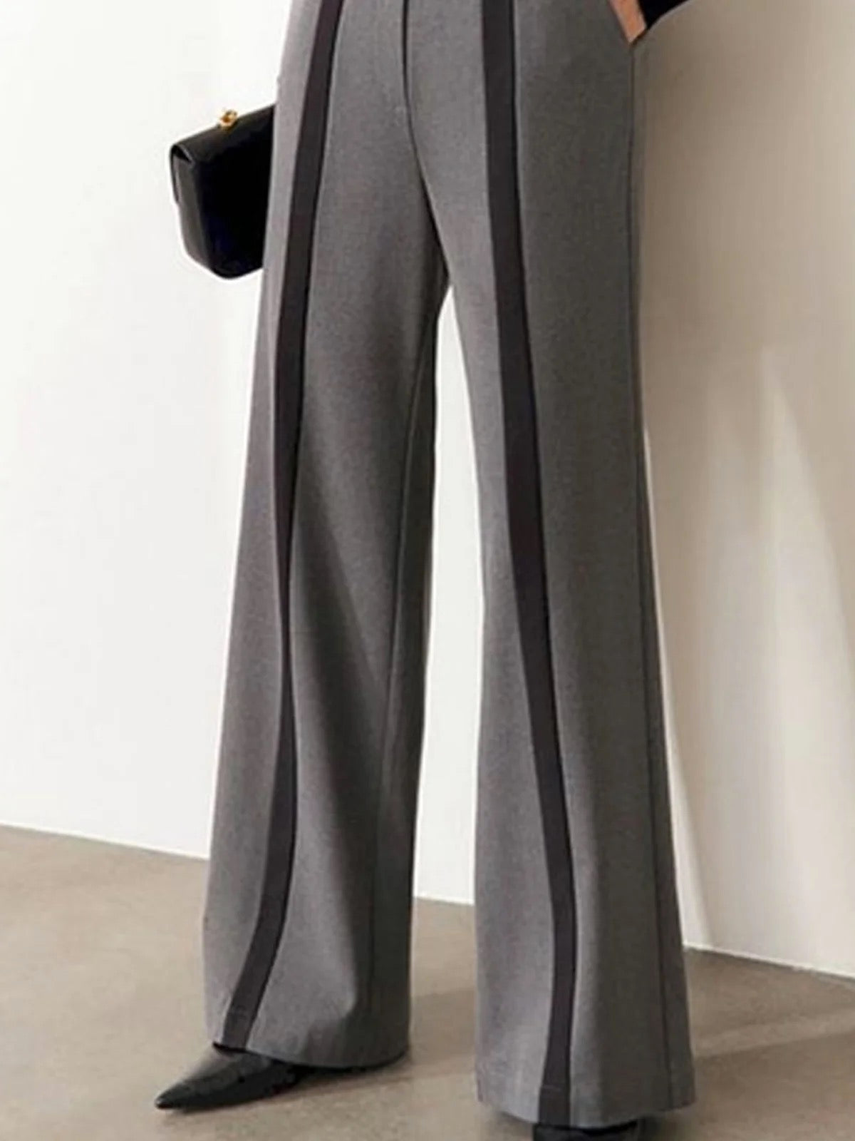 Contrast Color Split-Joint Column Trousers Suit Pants