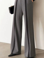 Contrast Color Split-Joint Column Trousers Suit Pants