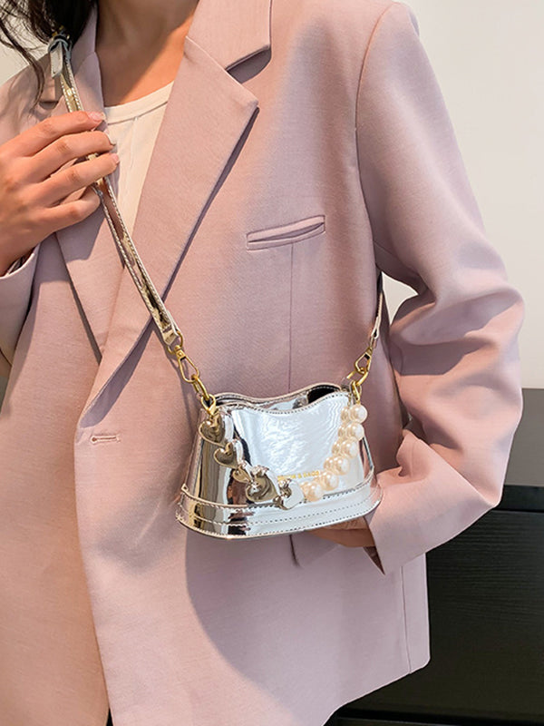 Chains Contrast Color Shiny Bag