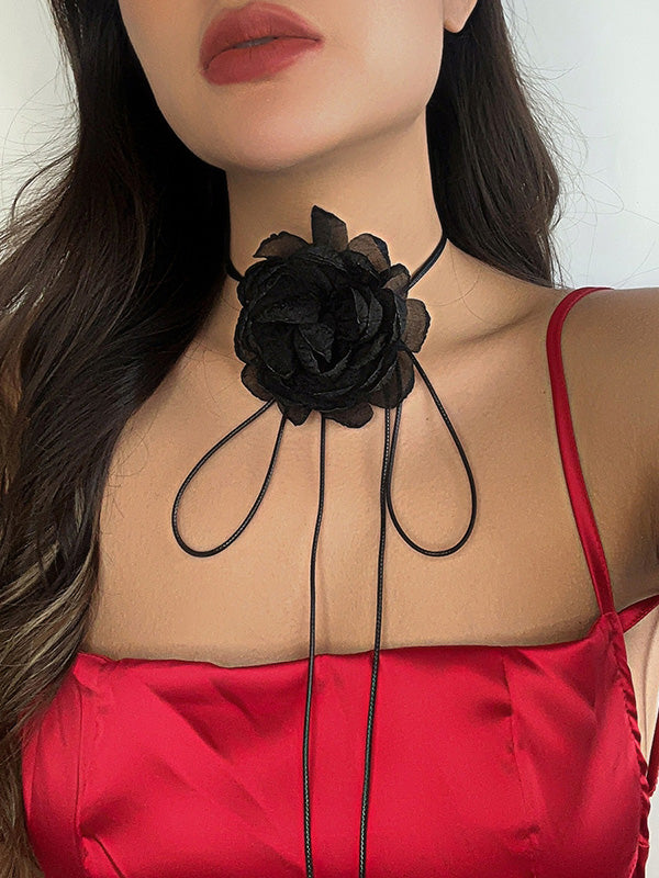 Flower Shape Gauze Pleated Dainty Necklace Accessories