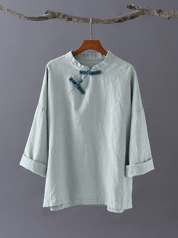 National Style Button Linen Shirt