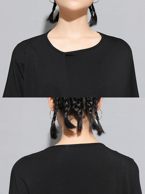 Original Irregularity Split-Joint Solid T-Shirts Tops