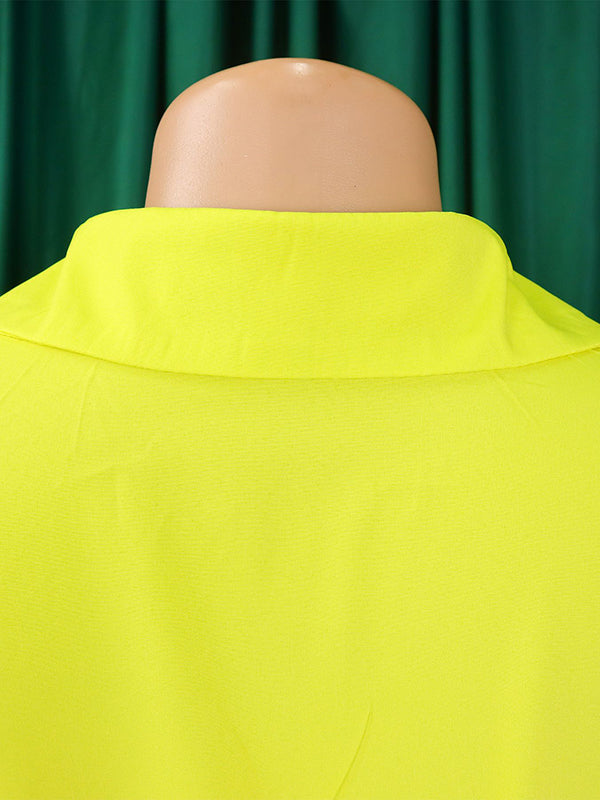 Pleated Split-Joint Tied Waist High-Low Loose Lapel Shirt Dress Midi Dresses