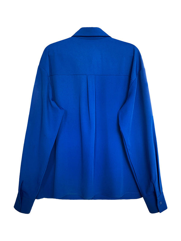 Stylish 3 Colors Solid Color Long Sleeves Blouse