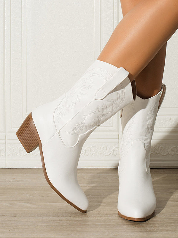 Pointed-Toe Split-Joint Pumps Boots