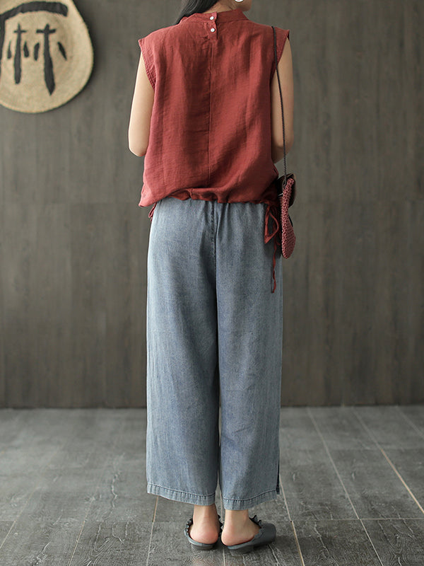 Elasticity Split-Joint Split-Side Loose Wide Leg Jean Pants Bottoms
