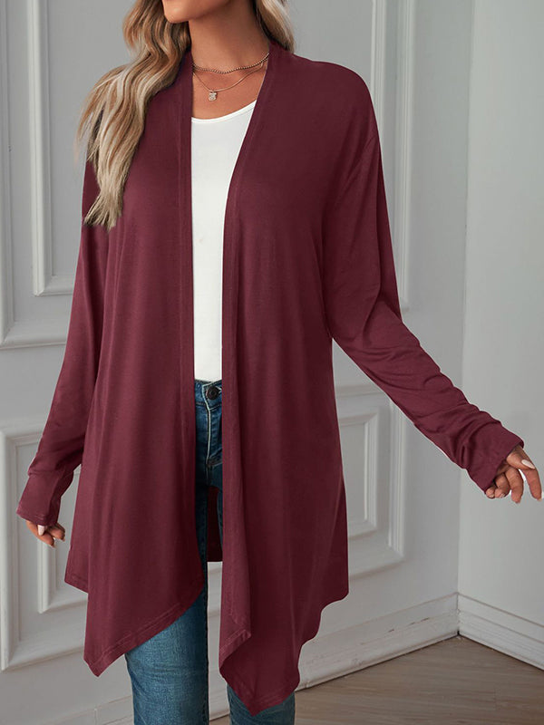 Solid Color Long Sleeves Loose Statement Collar Outerwear