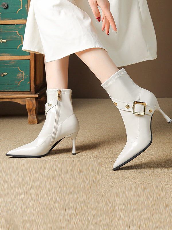 Pointed-Toe Split-Joint Pumps Boots
