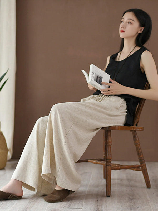 Vintage Linen Wide Leg Ramie Pants