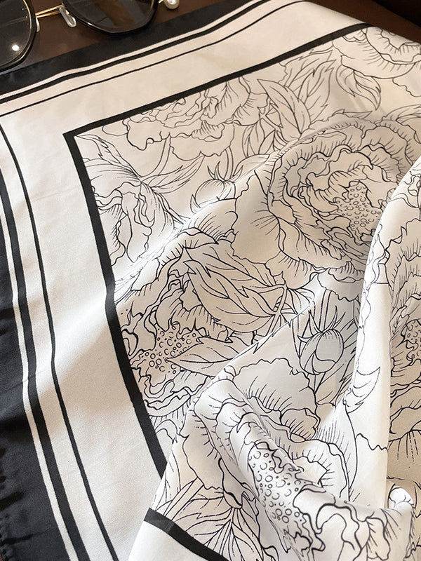 Floral Printed Silk Imitation Shawl&Scarf