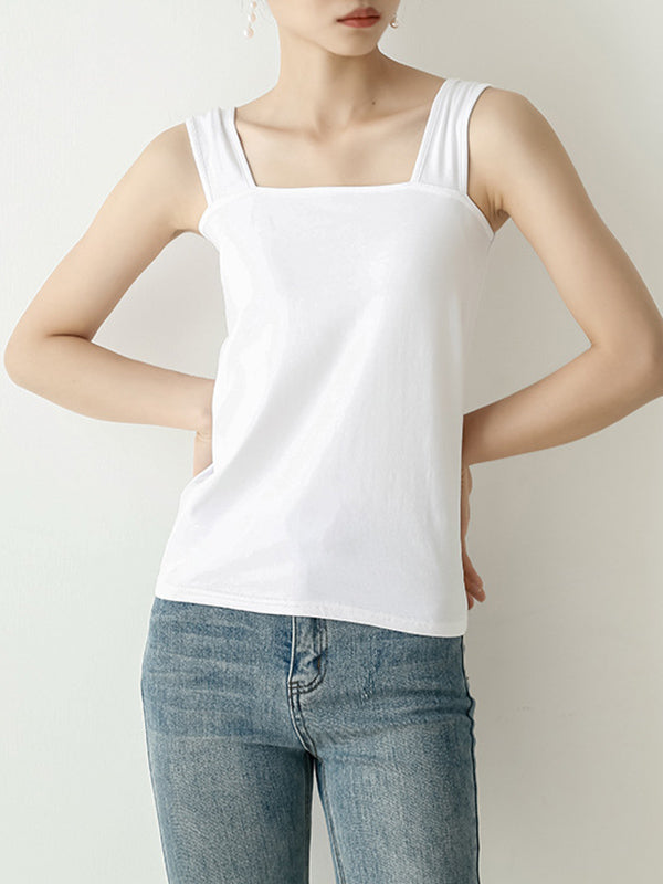 Casual Simple 6 Colors Square-Neck Sleeveless Vest