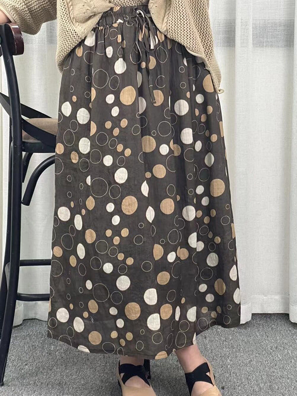 Drawstring Elasticity Floral Printed Loose Skirts