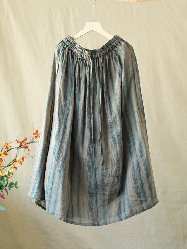 Drawstring Elasticity Floral Printed Loose Skirts