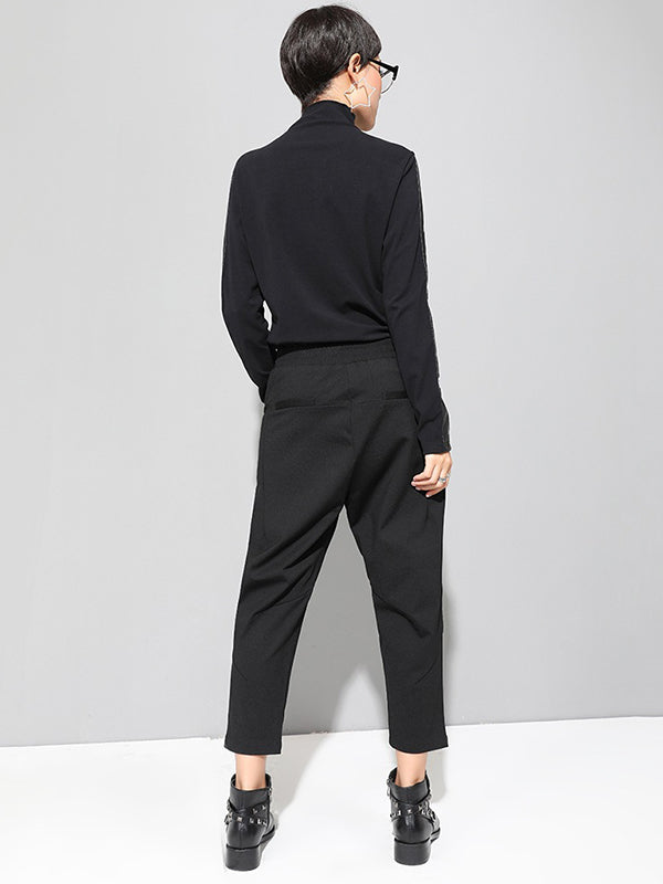 Leisure Irregularity Solid Color Harem Pants