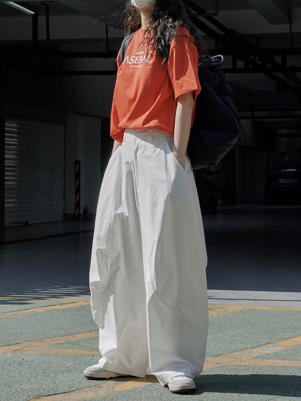 Solid Color Split-Joint Loose Wide Leg Trousers Casual Pants Bottoms