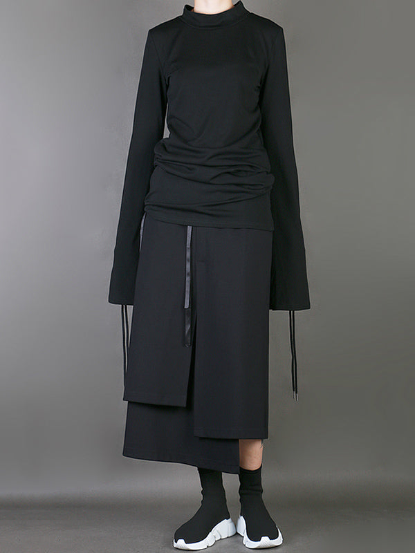 Plain Multi-Layer Cropped Skirt
