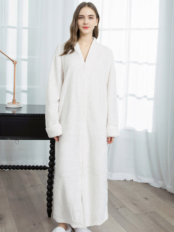 Comfortable Solid Flannel Pajama Robe