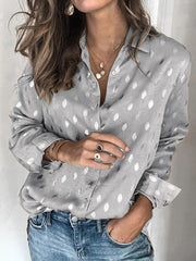 Bronzing Buttoned Long Sleeves Loose Lapel Blouses&Shirts Tops