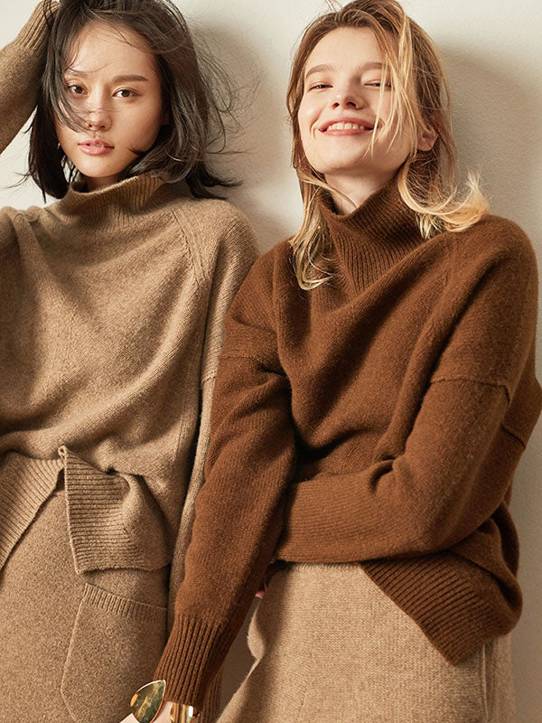 Warm Knitting High-neck Sweater