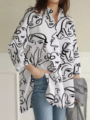 Buttoned Figure Pockets Split-Side High-Low Long Sleeves Lapel Blouses&Shirts Tops