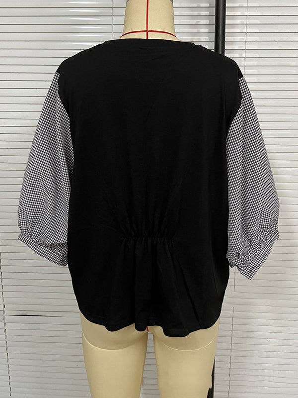 Split-Joint Half Sleeves Loose Round-Neck T-Shirts