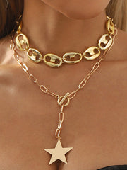 Chains Double Layered Geometric Star Shape Necklaces Accessories