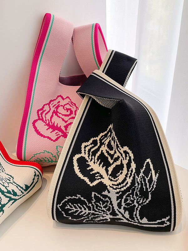Floral Woven Handbag Bags