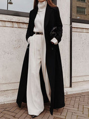 High-Waisted Solid Color Split-Joint Loose Straight Leg Trousers Pants