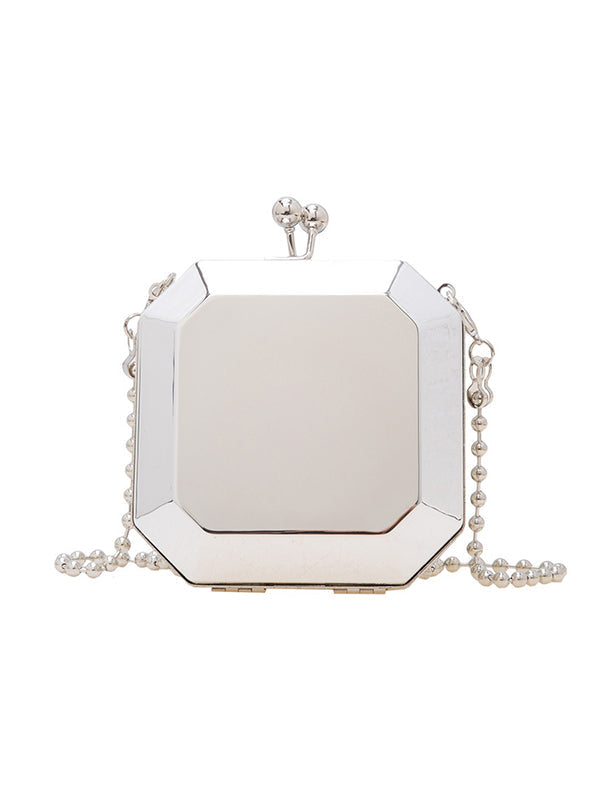 Chains Geometric Solid Color Satchels Crossbody Bags