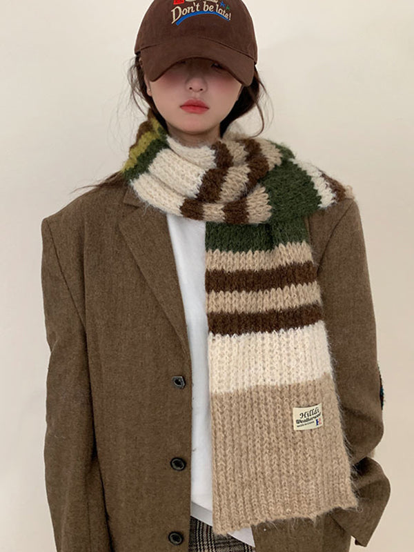 Contrast Color Keep Warm Striped Scarf