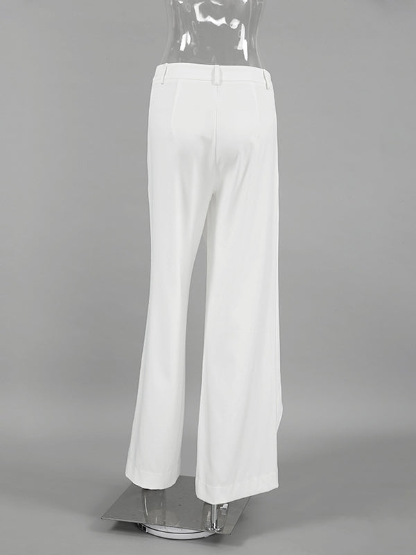 Asymmetric Solid Color Split-Joint Loose Straight Leg Trousers Suit Pants