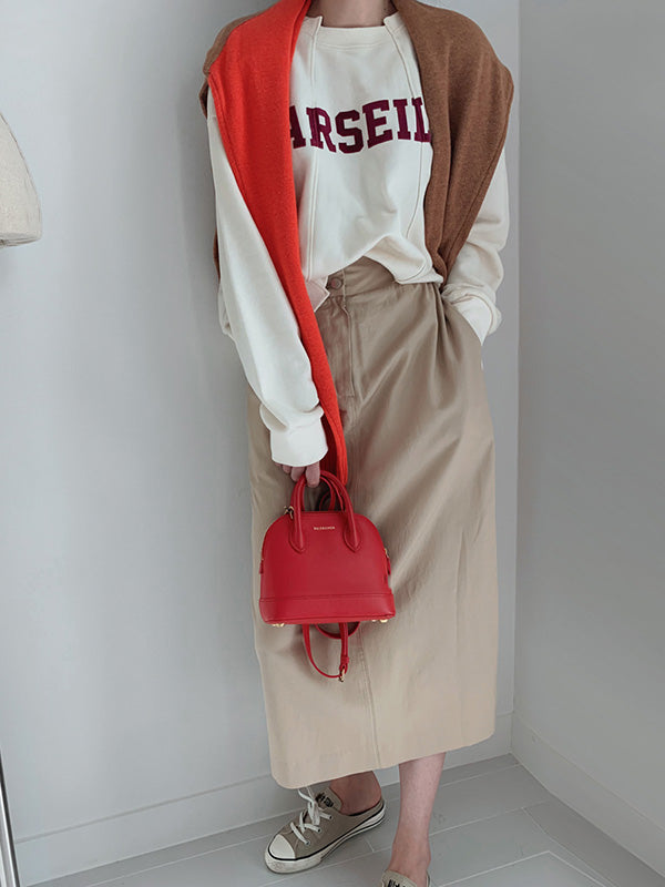 Casual Asymmetric Lapel Split-Joint Letter Print Sweatshirt