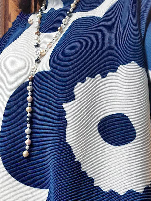 Flower Print Pleated Long Sleeves Loose Mock Neck Mini Dresses