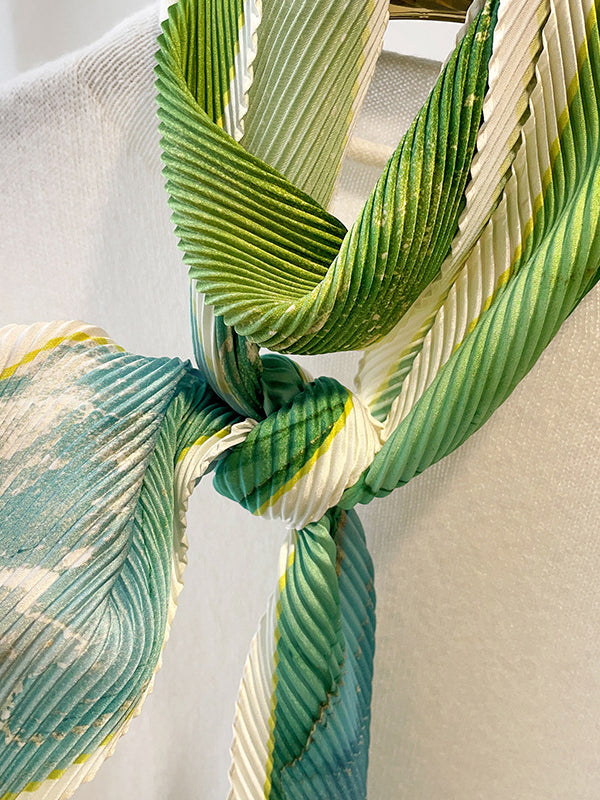 Vintage Tie-Dyed Silk Imitation Pleated Scarf