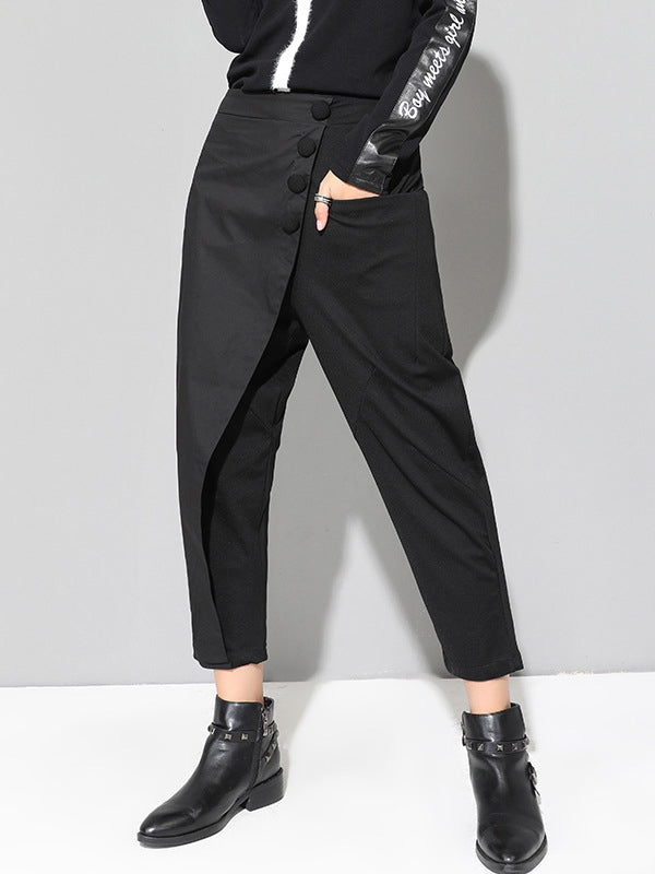 Leisure Irregularity Solid Color Harem Pants