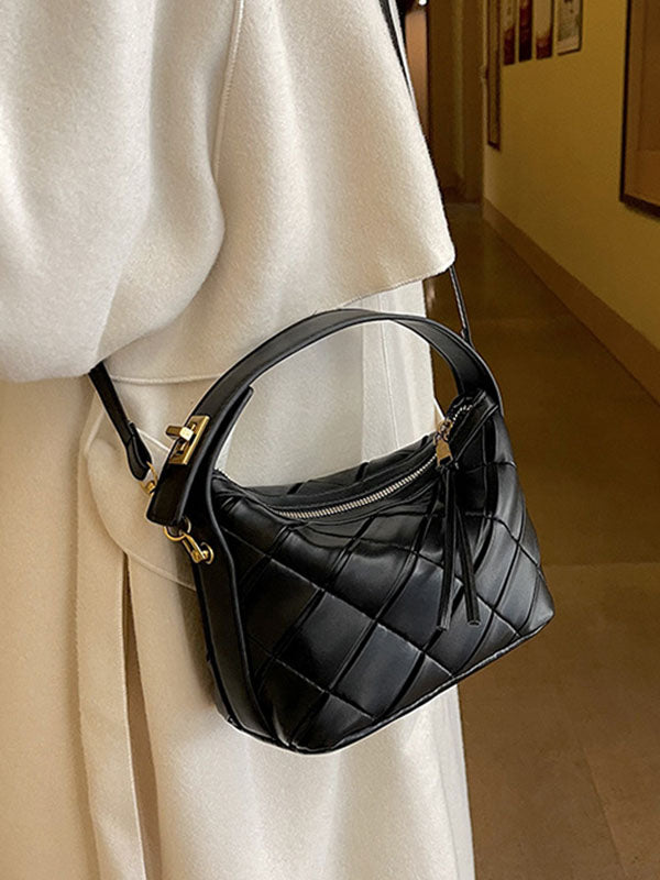 Belt Buckle Pleated Rhombic Split-Joint Handbags Crossbody Bags Bags
