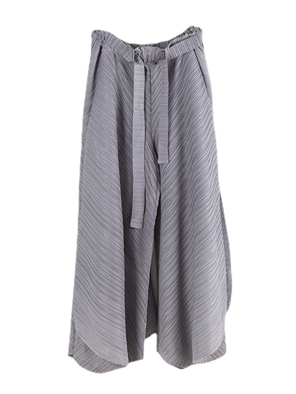 Simple Wide Leg Loose Pleated Solid Color Casual Pants Bottoms