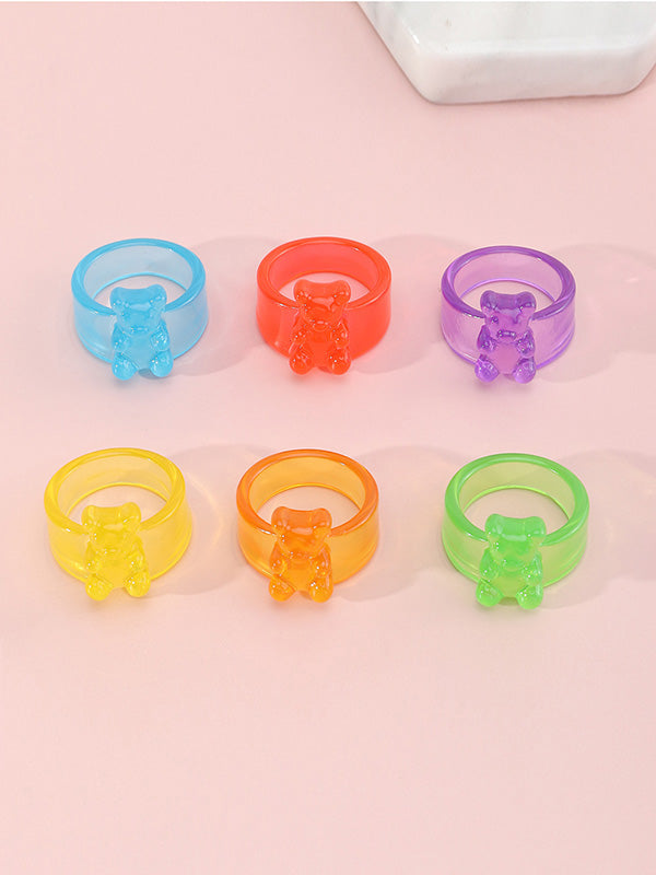 Stylish Selection Bear Shape Solid Color Rings Accessories
