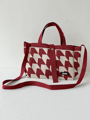 Contrast Color Split-Joint Woven Handbags Bags