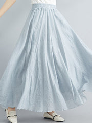 Elasticity Pleated Solid Color A-Line Loose Skirts