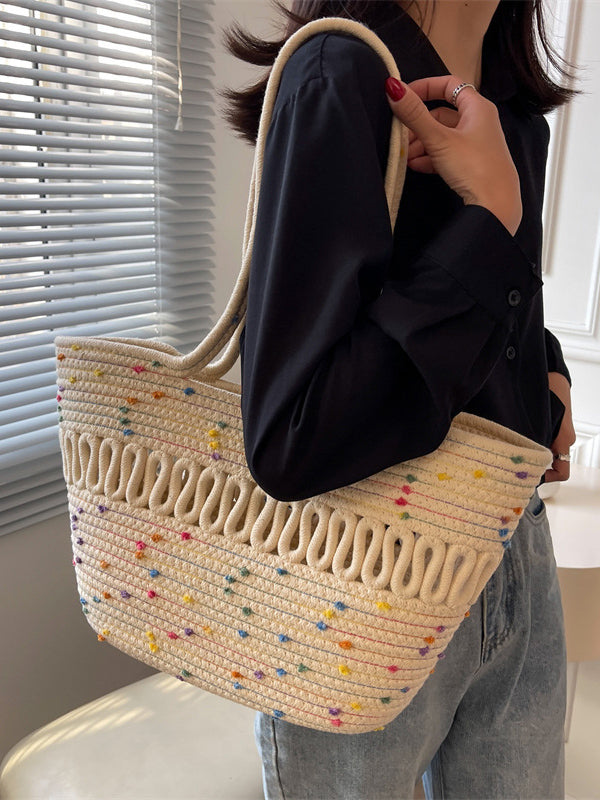 Contrast Color Hollow Polka-Dot Handbags