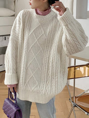 Original Casual Loose Round-Neck Long Sleeves Sweater Tops
