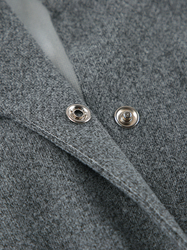 Elasticity Solid Color Long Sleeves Loose Stand Collar Woolen Coat