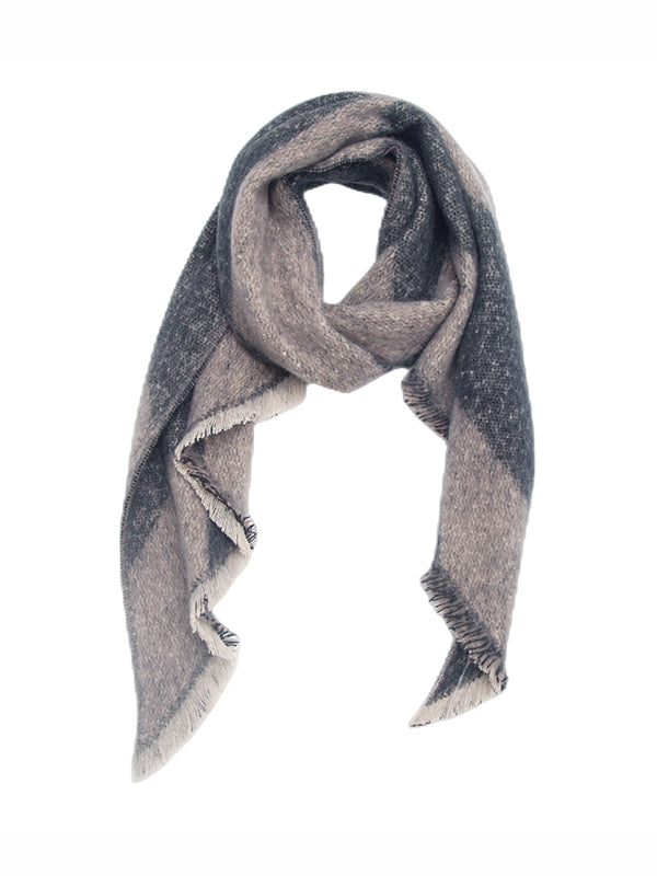 Diamond-Patterned Fringed Keep Warm Shawl&Scarf