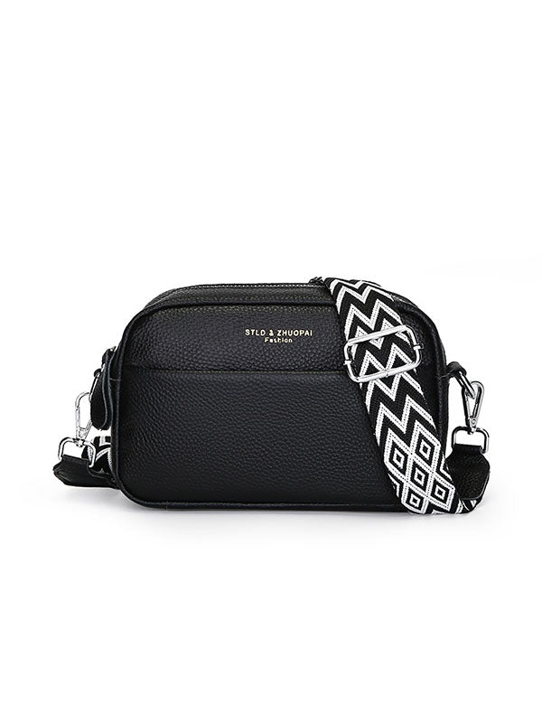 Letter Print Printed Solid Color Zipper Crossbody Bags
